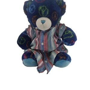 Build-A-Bear Workshop Blue‎ Peace Sign Teddy Bear Plush Stuffed Animal W Shirt